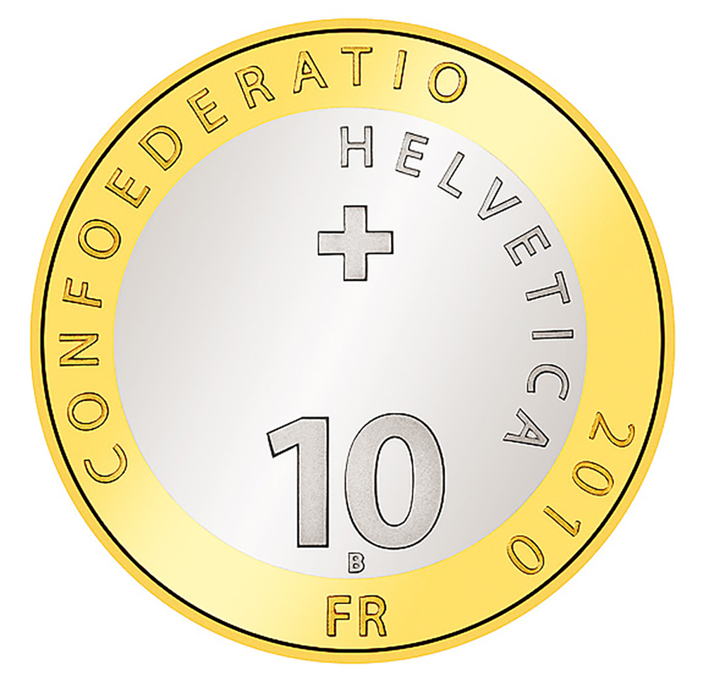 10 Franken, 2010, Stempelglanz, Murmeltier, Probeprägung mit "E+"