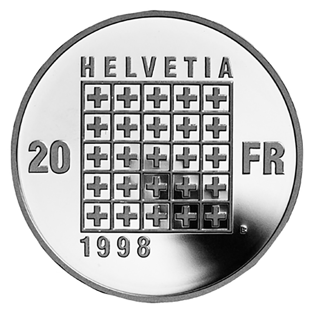 20 Franken, 1998, Polierte Platte, Helv. Republik
