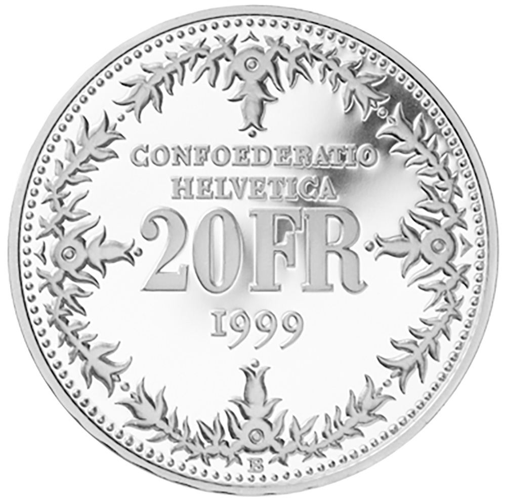 20 Franken, 1999, Stempelglanz, 150 Jahre Post