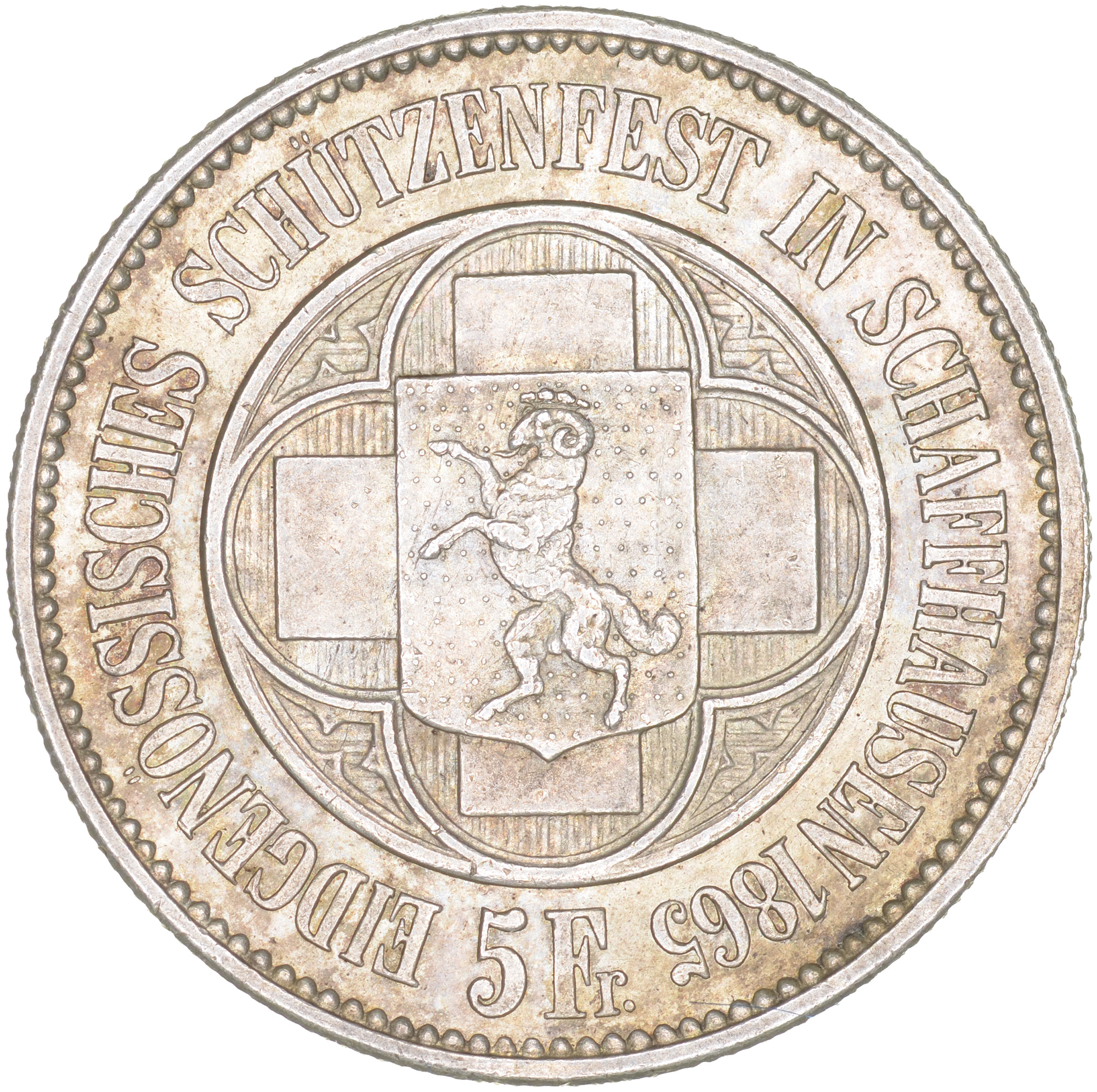 5 Franken, 1865, unzirkuliert, Schaffhausen
