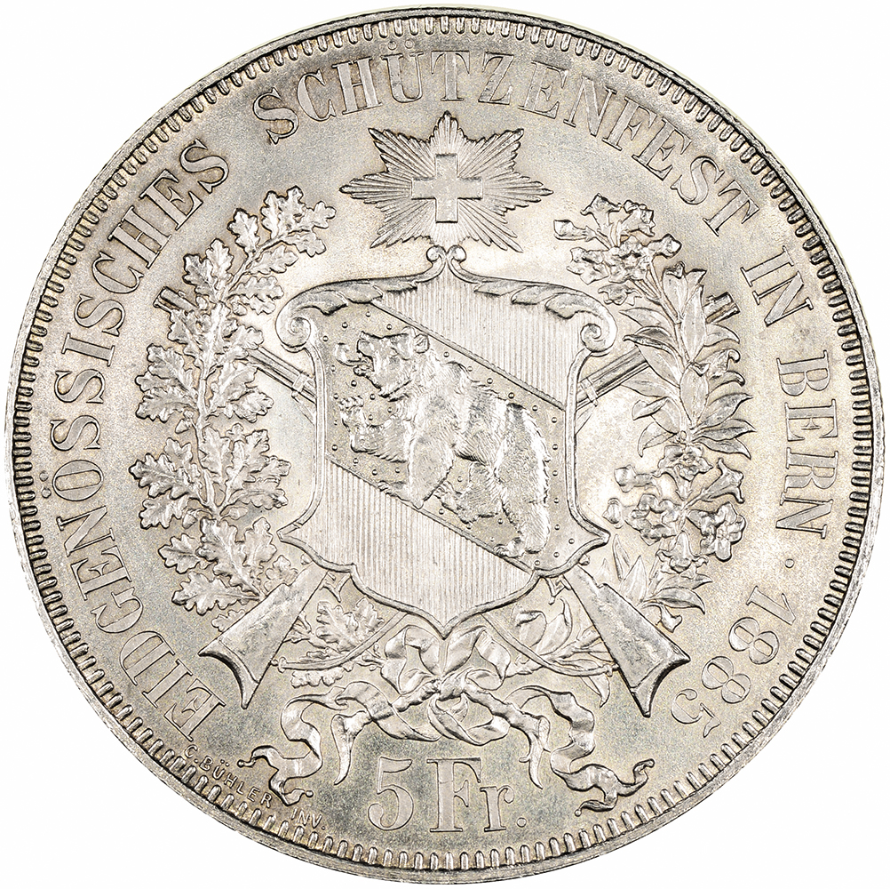 5 Franken, 1885, unz/stgl, Bern