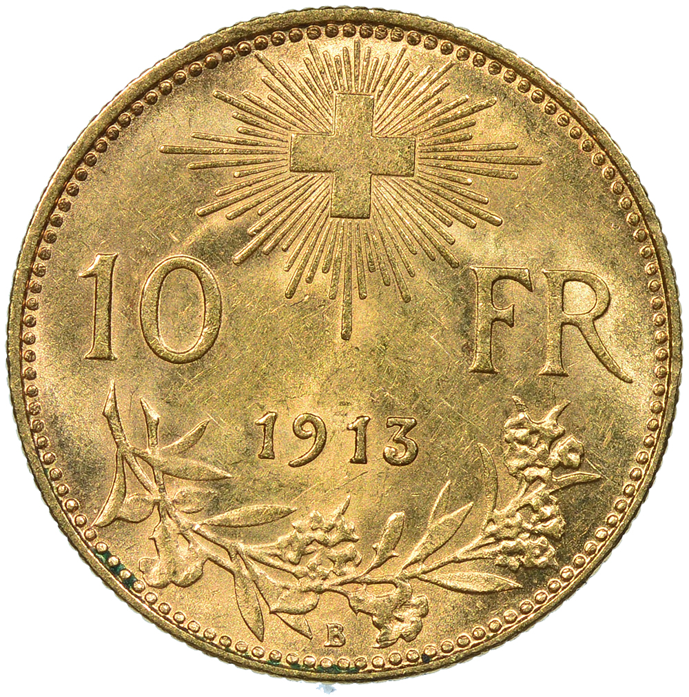 10 Franken, 1913, unzirkuliert, Vreneli