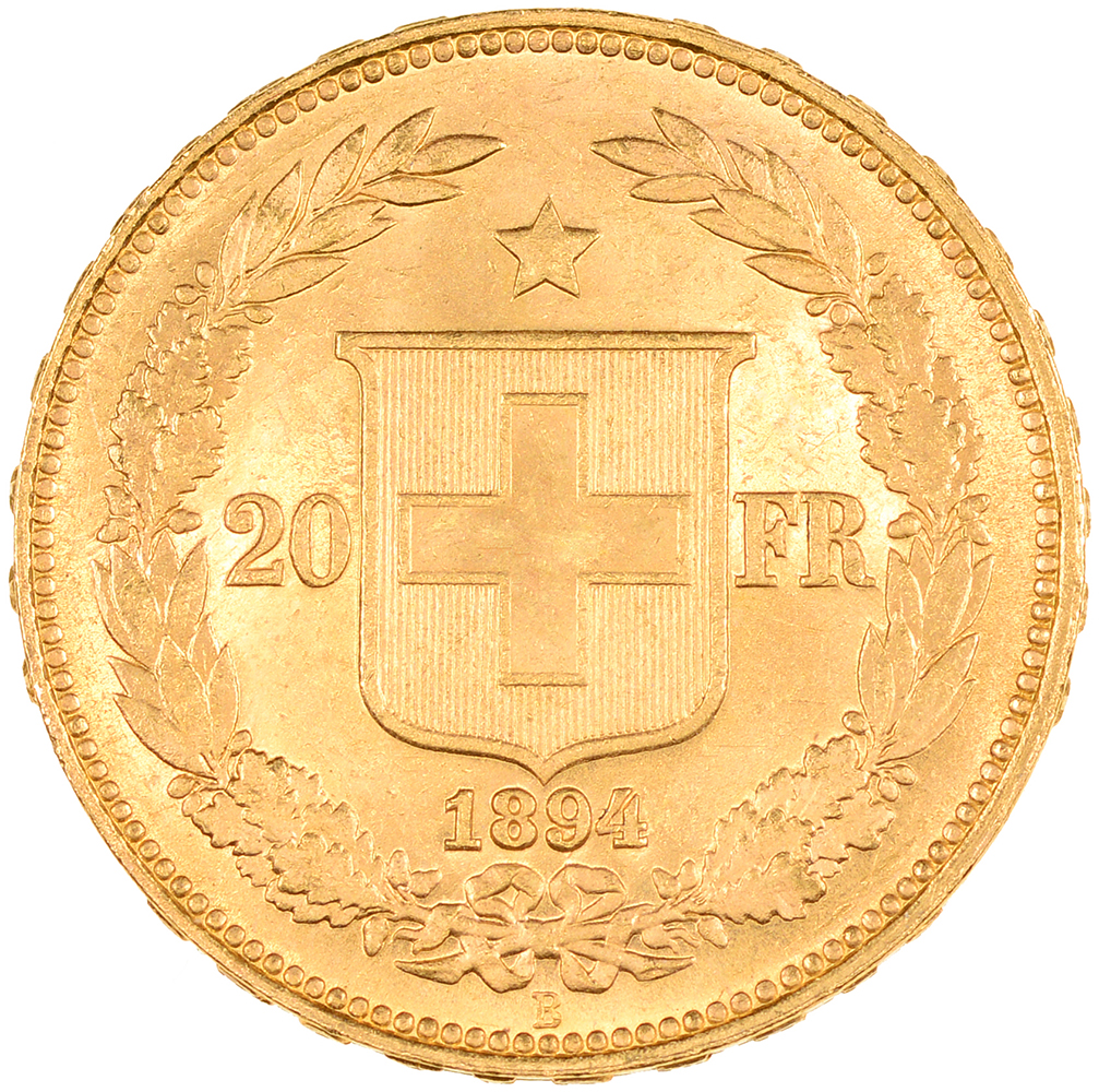 20 Franken, 1894, unz/stgl, Helvetia