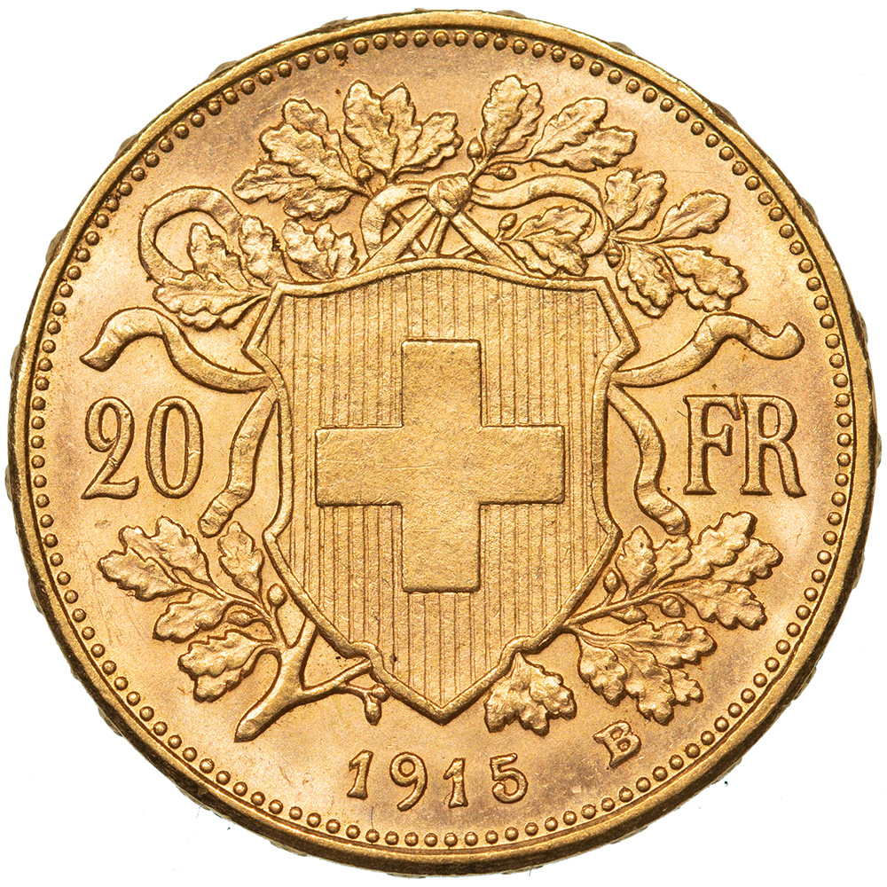 20 Franken, 1915, unz/stgl, Vreneli