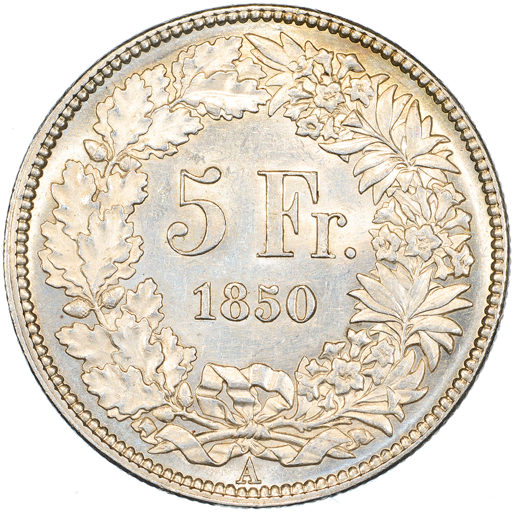 5 Franken, 1850, unzirkuliert