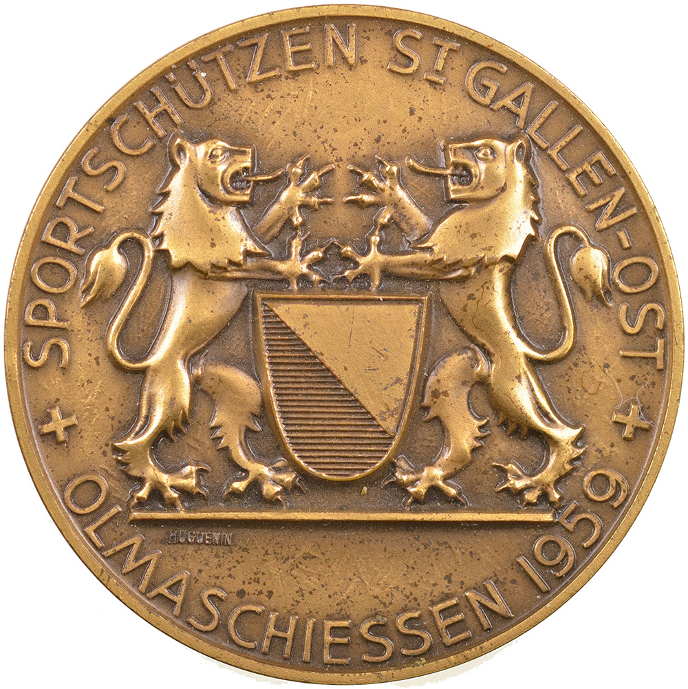St. Gallen, St. Gallen, Sportschützen St. Gallen-Ost, 1959, unz, Bronze, 1233c