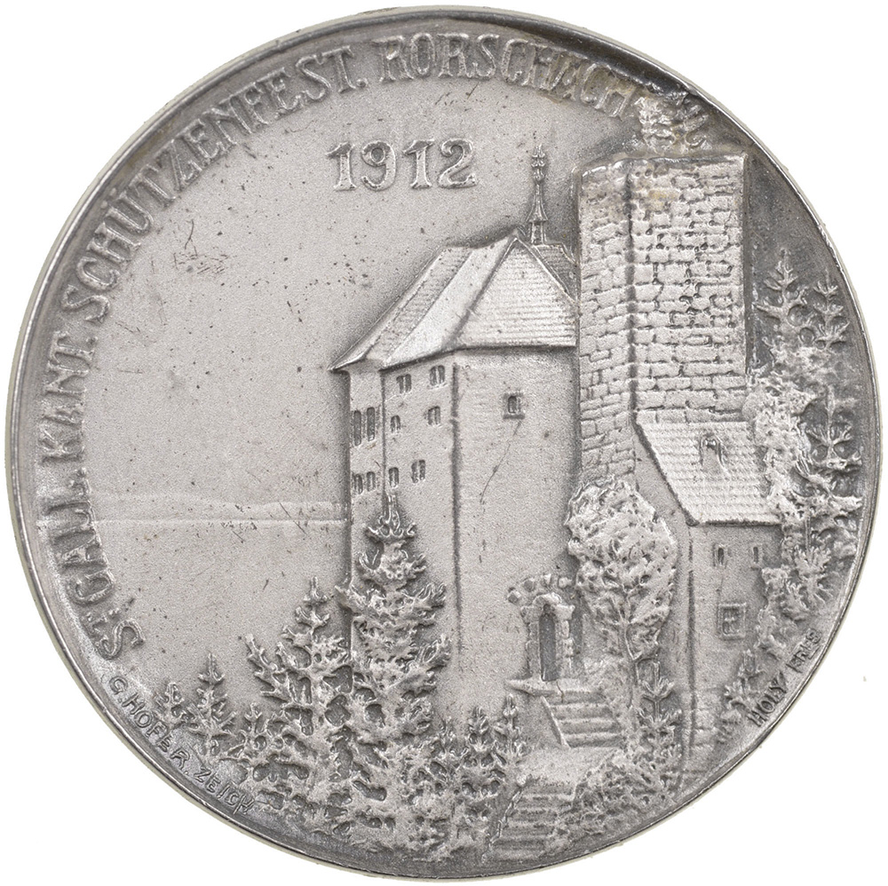 St. Gallen, Rorschach,  Kantonales Schützenfest, 1912, unz/stgl, Silber