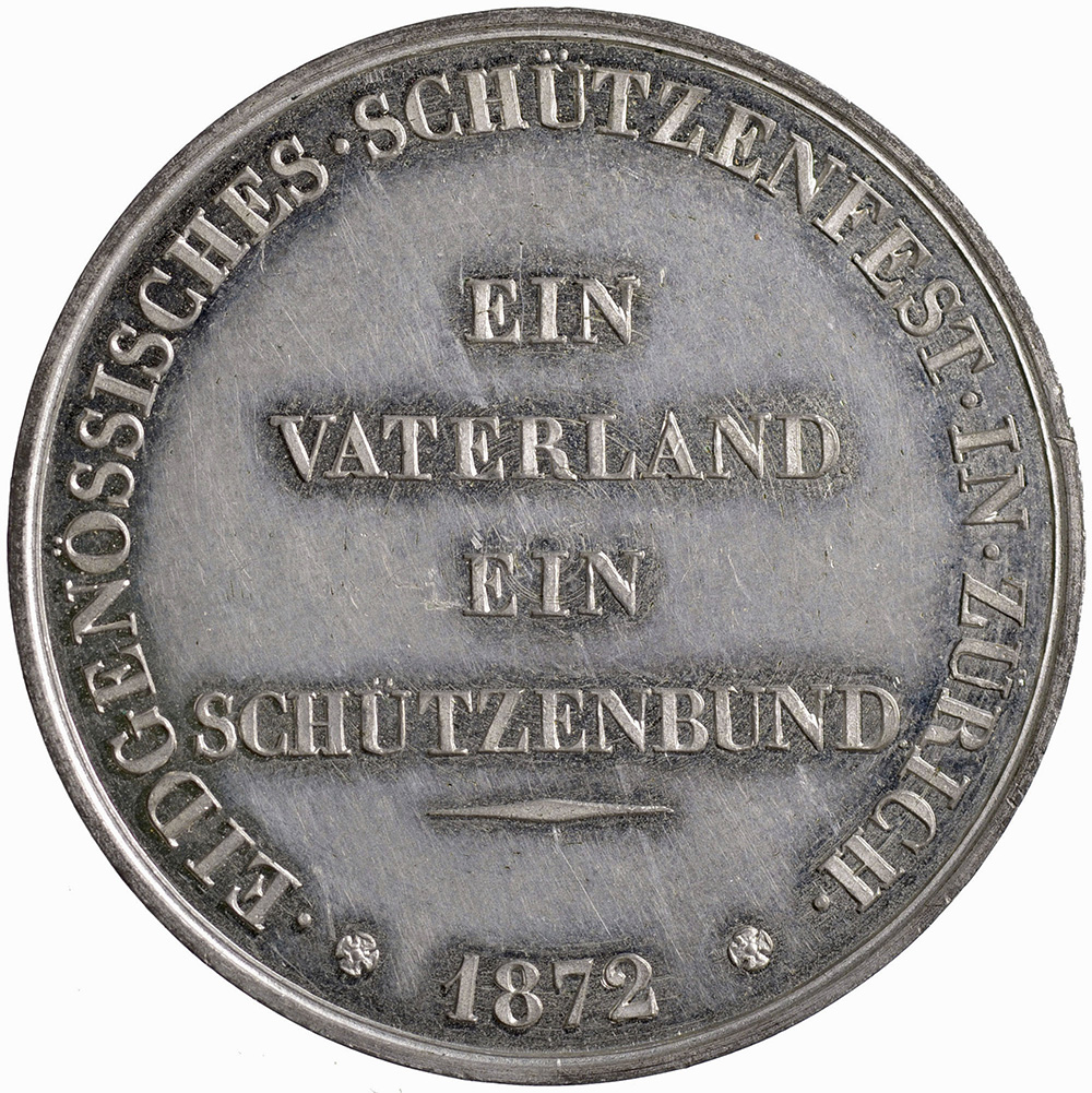 Zürich, Zürich,  Eidgenöss. Schützenfest, 1872, unz/stgl, Weissmetall