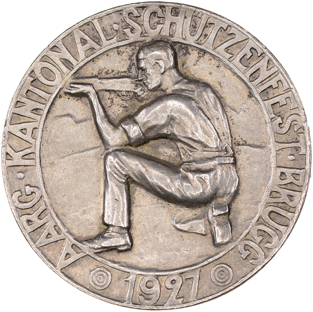 Aargau, Brugg,  Kantonales Schützenfest, 1927, unz/stgl, Silber