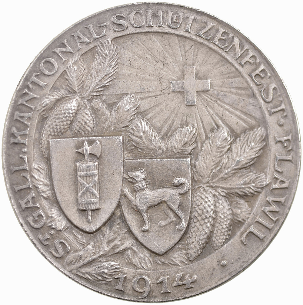 St. Gallen, Flawil,  Kantonales Schützenfest, 1914, unz, Silber