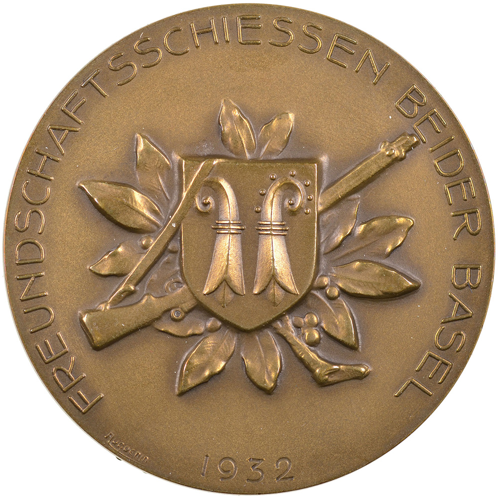 Basel, Basel,  Freundschaftsschiessen, 1932, stgl, Bronze