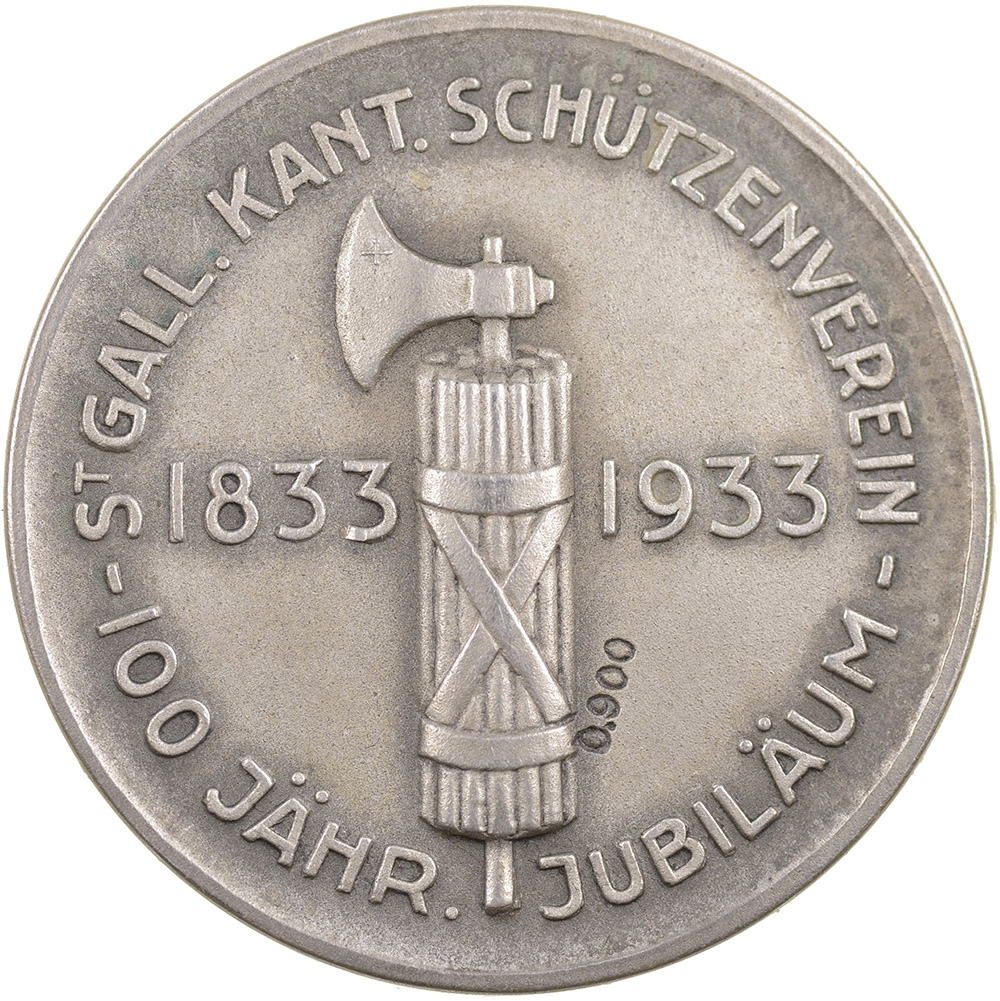 St. Gallen, St. Gallen,  Kantonalschützenverein, 1933, stgl, Silber