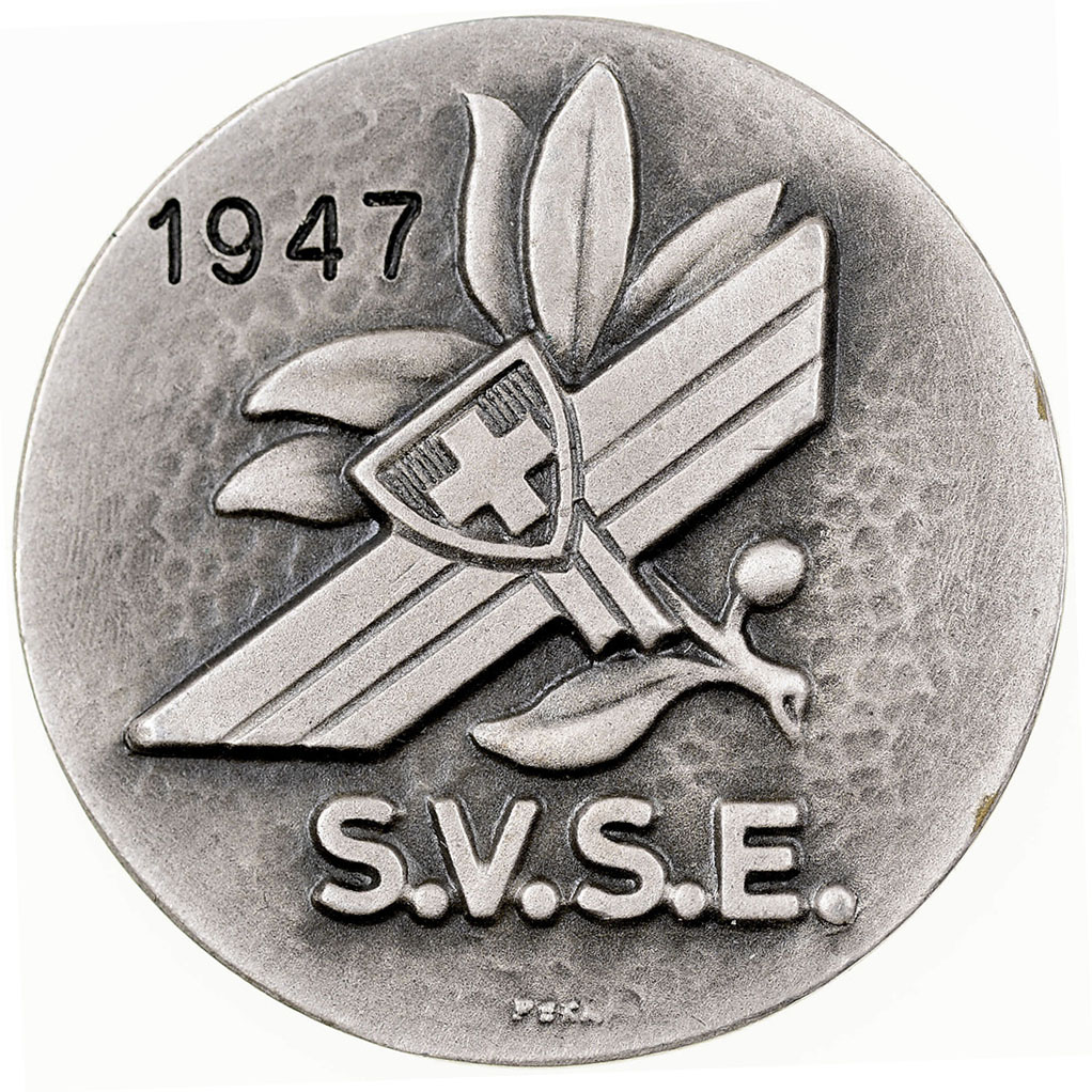 Div. Medaillen, S.V.S.E.,  Schützenverband, 1947, stgl, Br versilbert