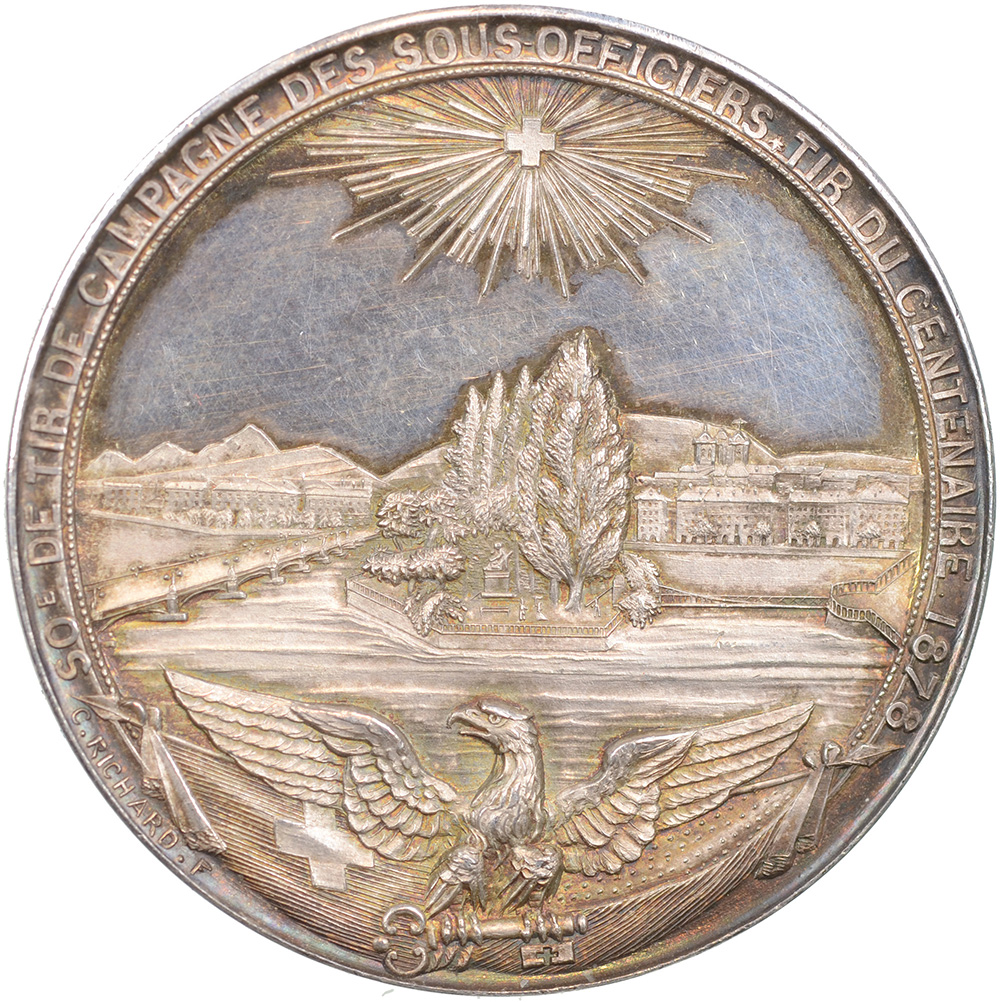 Genève, Genève,  Societe de tir, 1878, stgl, Silver