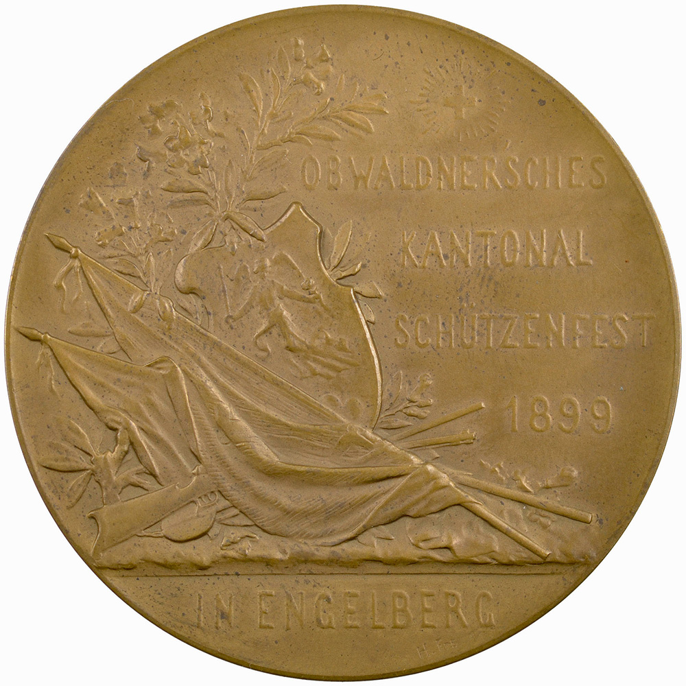 Obwalden, Engelberg,  Kantonales Schützenfest, 1899, stgl, Bronze