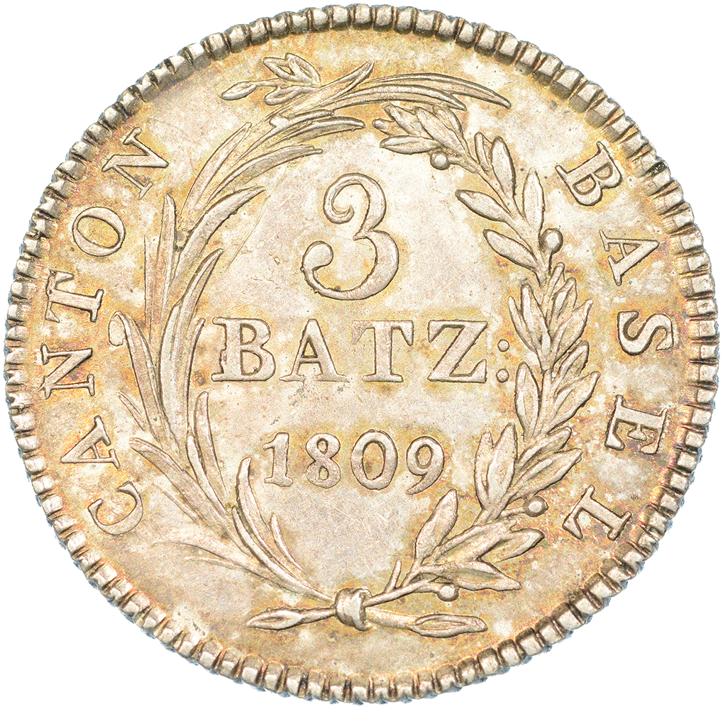 Basel, 3 Batzen, 1809, unz/stgl