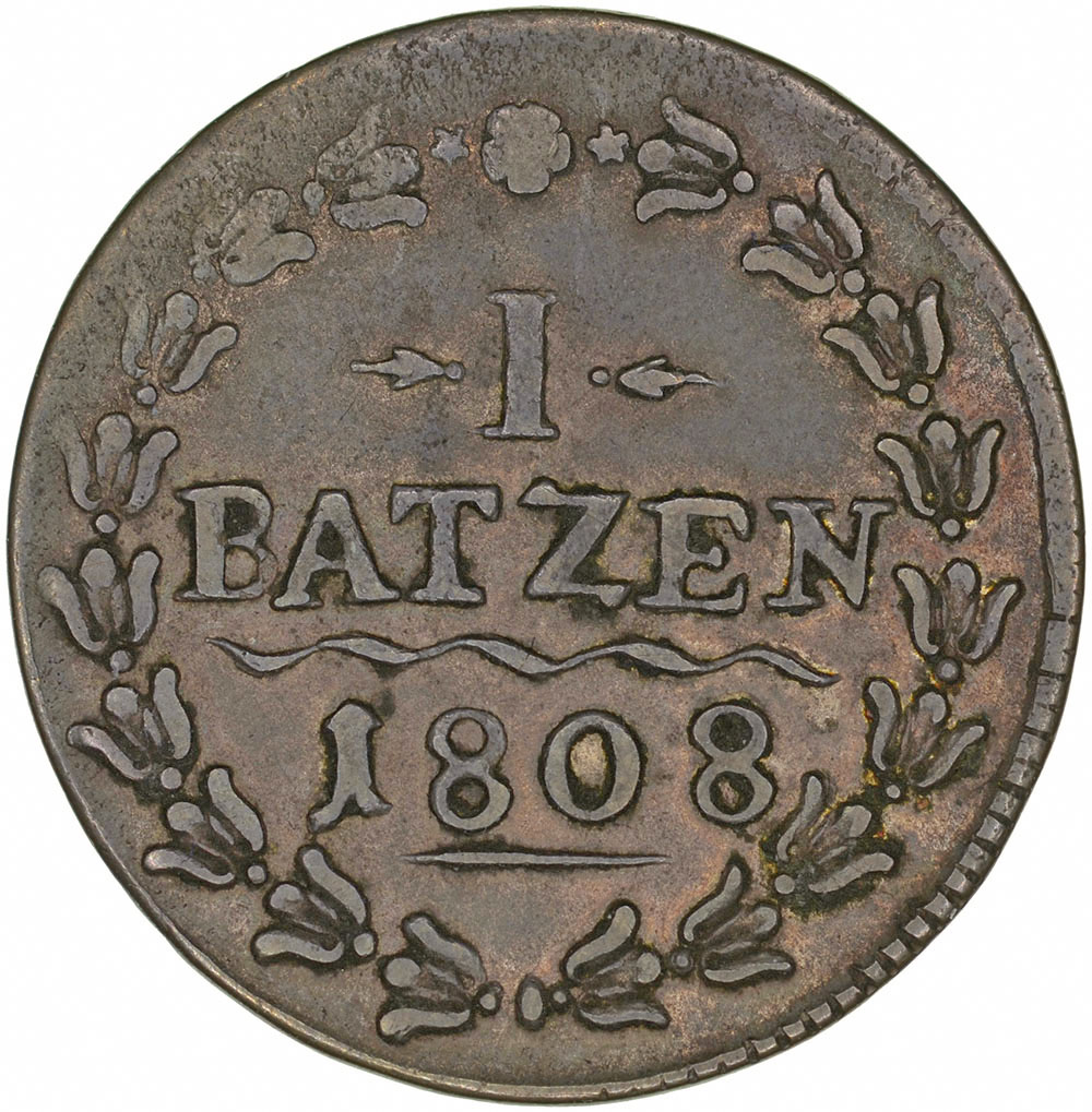 Aargau, 1 Batzen, 1808, ss, Variante