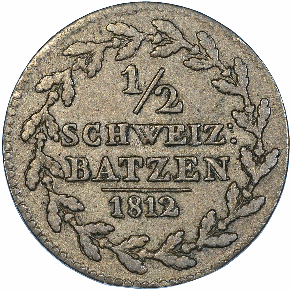 Graubünden, 1/2 Batzen, 1812, ss-vz
