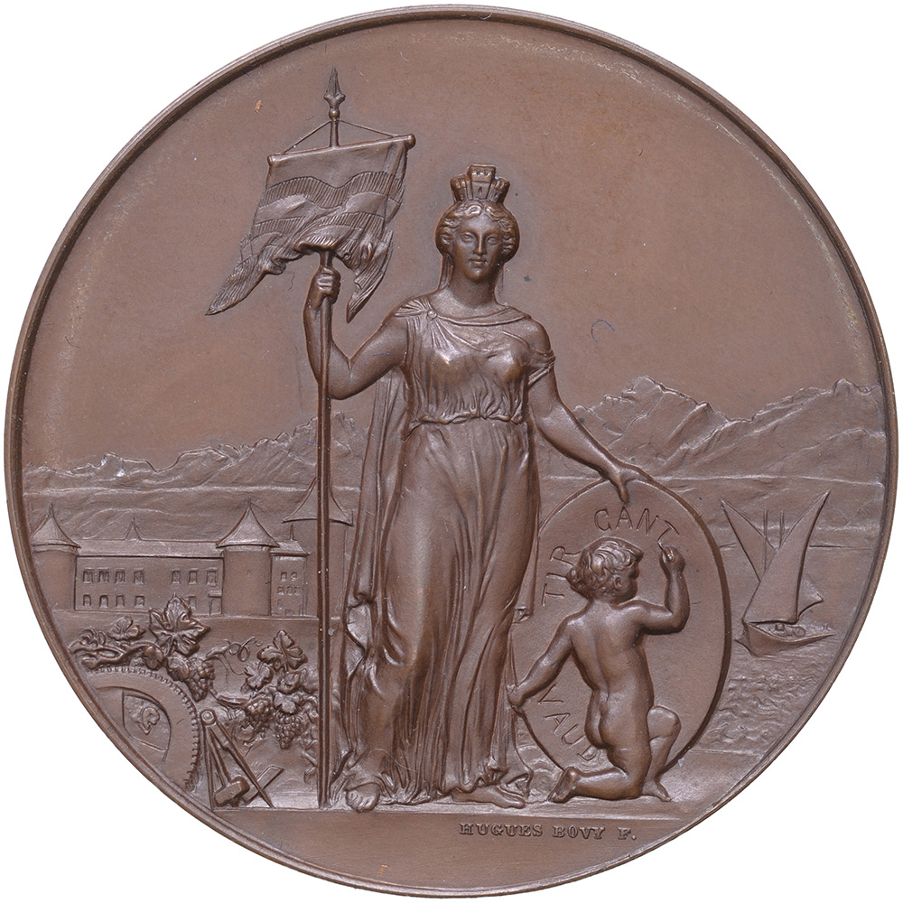 Waadt, Morges,  Kantonales Schützenfest, 1891, stgl, Bronze