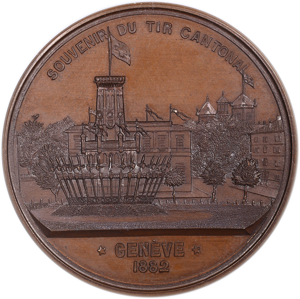 Genève, Genève,  Kantonales Schützenfest, 1882, stgl, Bronze
