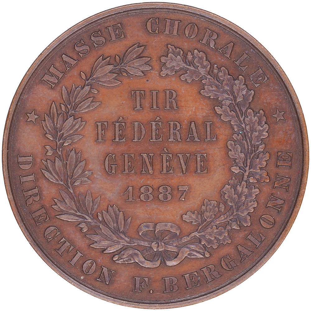 Genève, Genève,  Eidgenöss. Schützenfest, 1887, stgl, Bronze