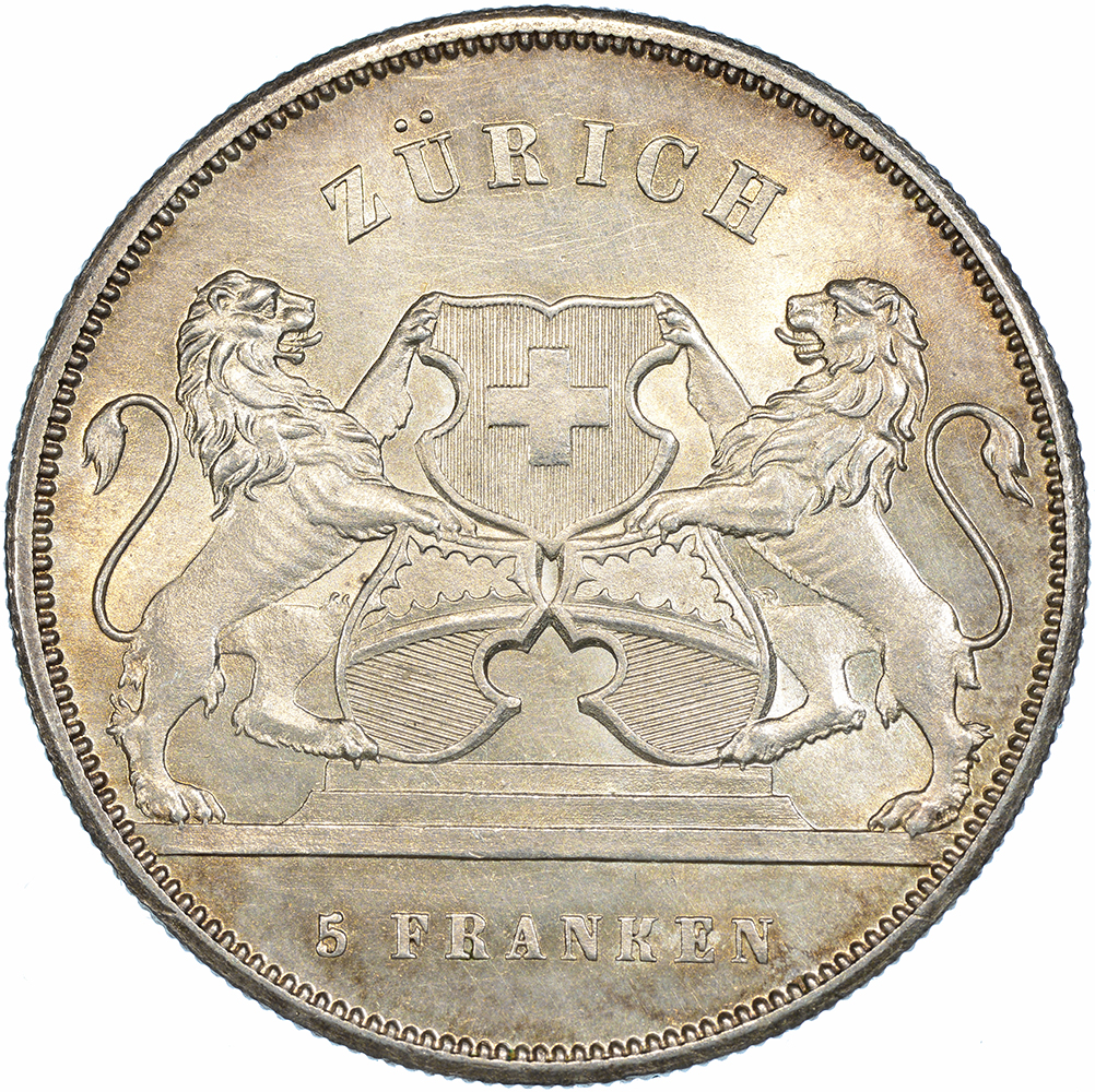 5 Franken, 1859, unz, Zürich