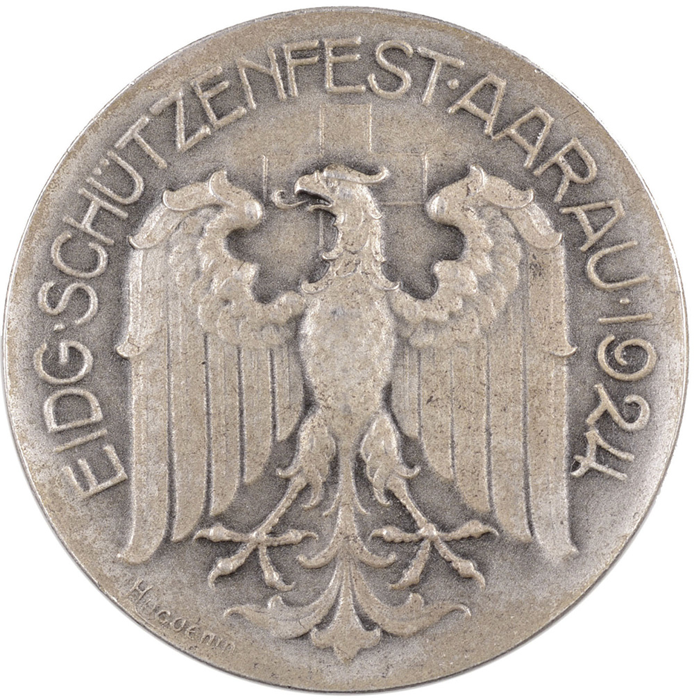 Aargau, Aarau,  Kantonales Schützenfest, 1924, unz/stgl, Silber