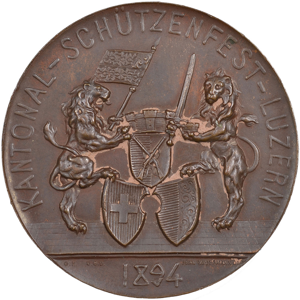 Luzern, Luzern,  Kantonales Schützenfest, 1894, unz/stgl, Bronze