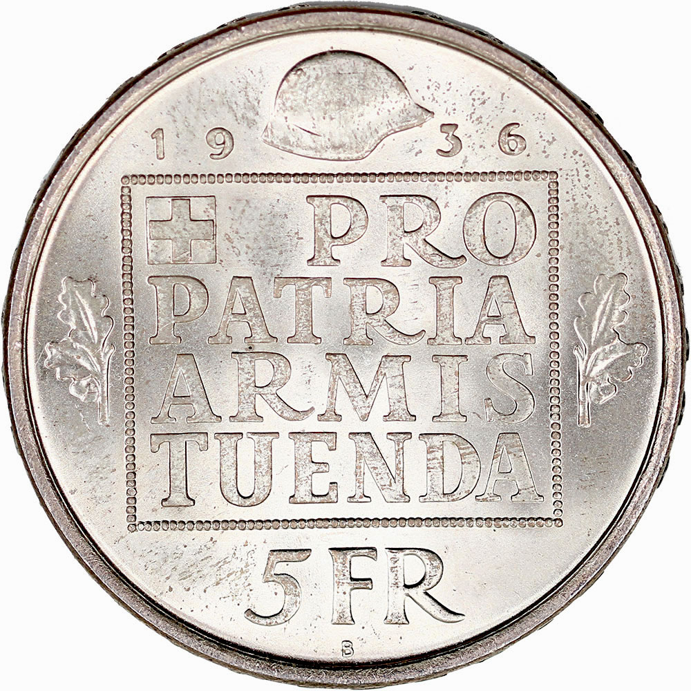 5 Franken, 1936, Stempelglanz, Pro Patria