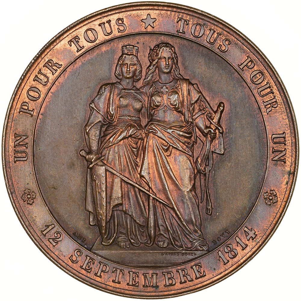 Gedenkmedaille, Genève, 1864, unz/stgl