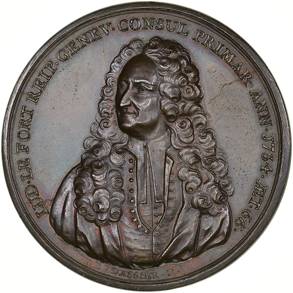 Personenmedaille, Genève, 1734, unz/stgl