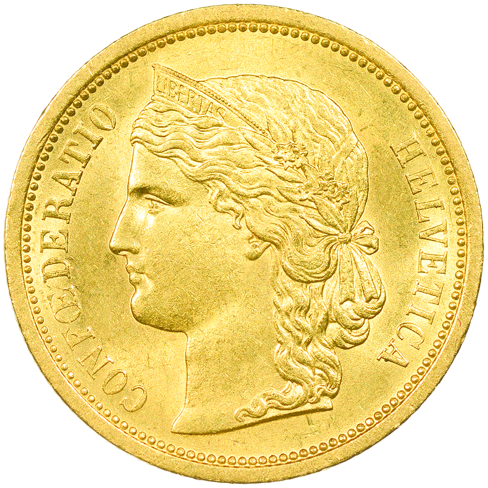20 Franken, 1883, unz, Helvetia