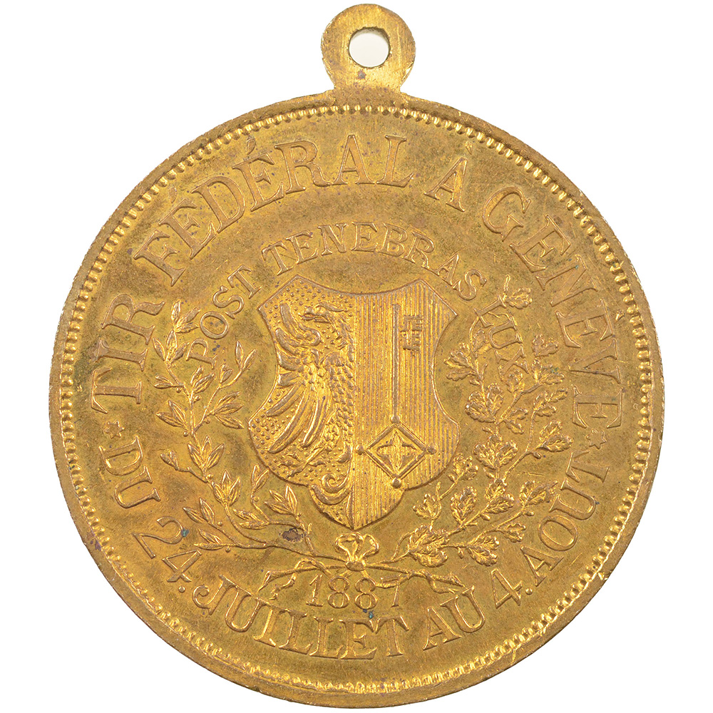 Genève, Genève,  Tir fédéral, 1887, unz/stgl, Bronze