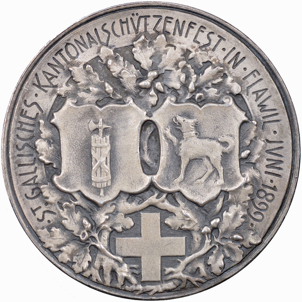 St. Gallen, Flawil,  Kantonales Schützenfest, 1899, stgl, Silber