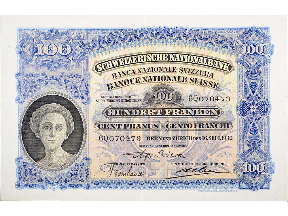 100 Franken, 1930, Mäher, wenig gebraucht - > 75%