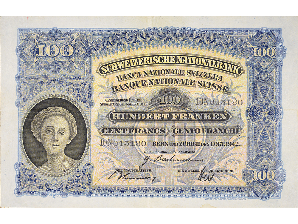 100 Franken, 1942, Mäher, wenig gebraucht - > 75%