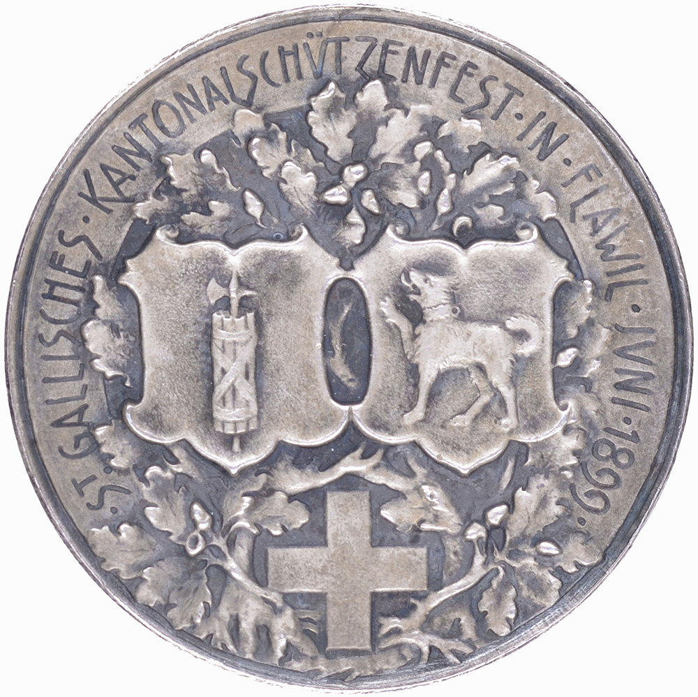 St. Gallen, Flawil,  Kantonales Schützenfest, 1899, unz/stgl, Silber
