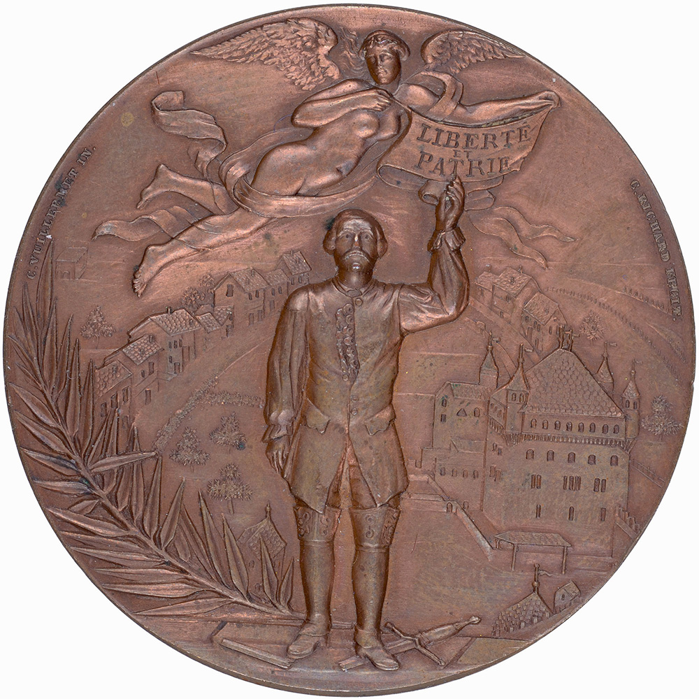 Waadt, Lausanne,  Kantonales Schützenfest, 1894, unz, Bronze