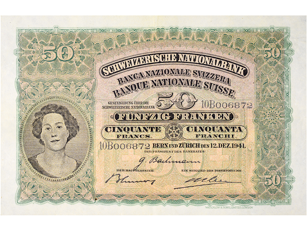 50 Franken, 1941, Holzfäller, wenig gebraucht - > 75%