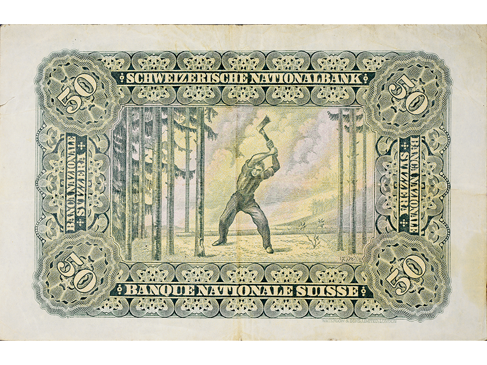 50 Franken, 1949, Holzfäller, gebraucht - > 50%