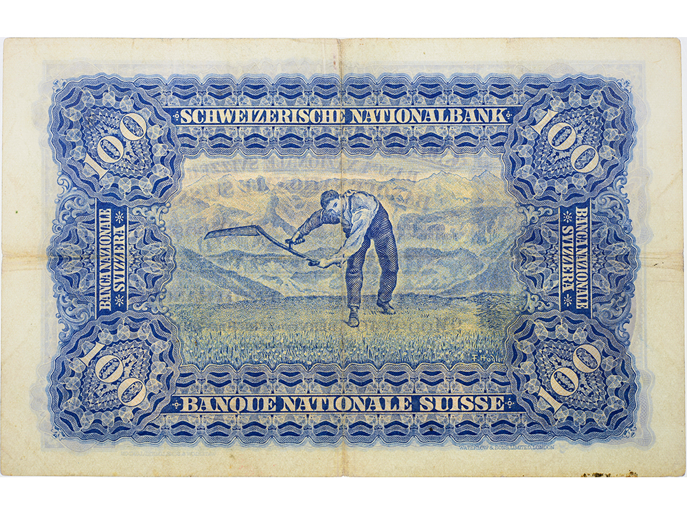 100 Franken, 1939, Mäher, gebraucht - > 50%