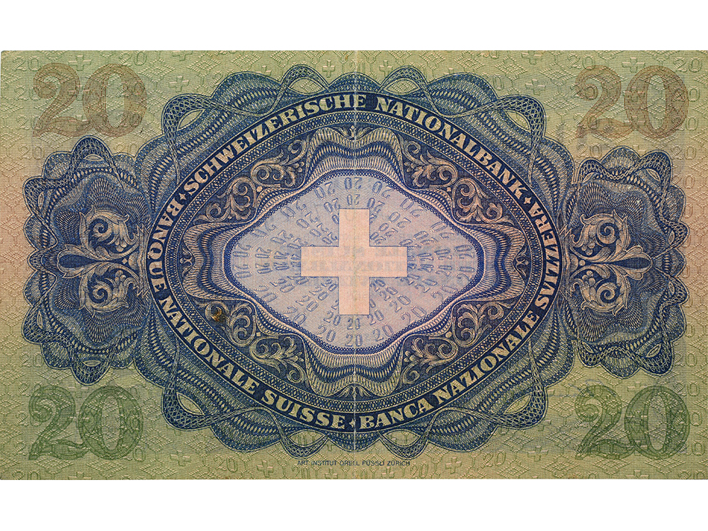 20 Franken, 1942, Heinrich Pestallozzi, wenig gebraucht - > 75%