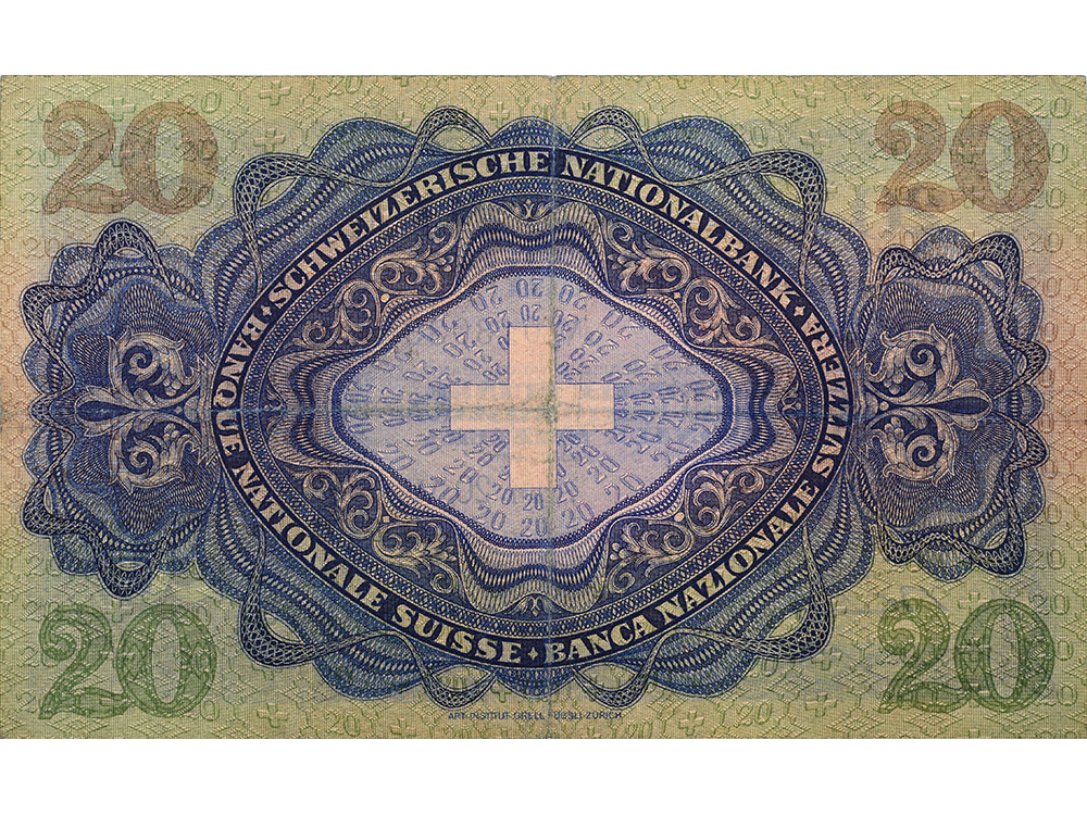 20 Franken, 1946, Heinrich Pestallozzi, gebraucht - > 50%