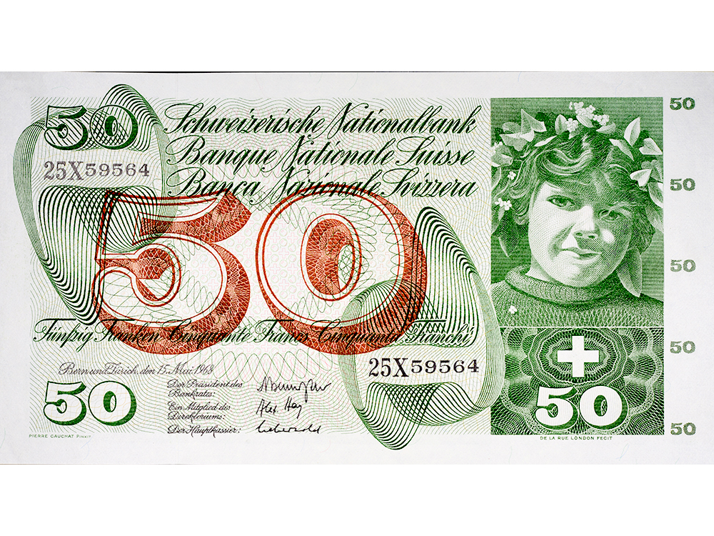 50 Franken, 1968, Apfelernte, ungebraucht, bankfrisch - 100%