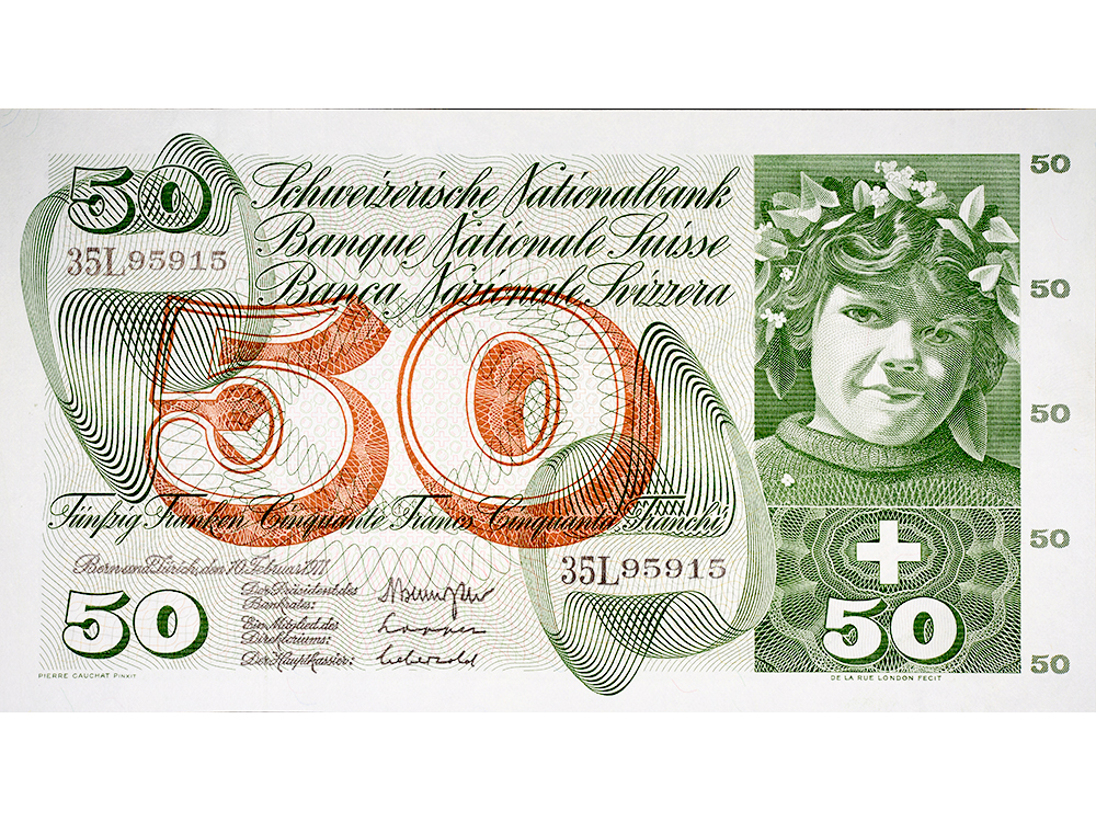 50 Franken, 1971, Apfelernte, ungebraucht, bankfrisch - 100%