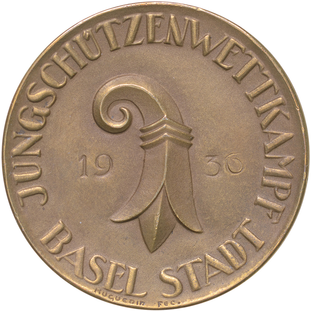 Basel, Basel-Stadt,  Jungschützenwettkampf, 1936, stgl, Bronze