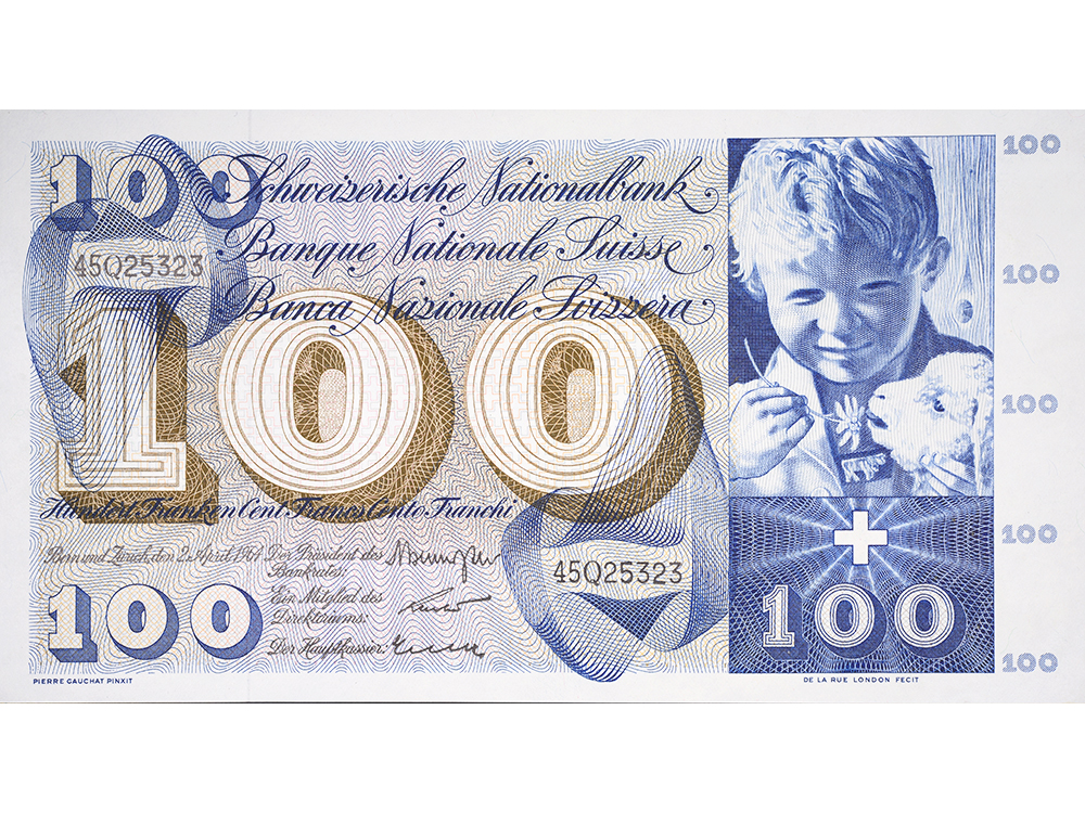 100 Franken, 1964, Sankt Martin, ungebraucht, bankfrisch - 100%
