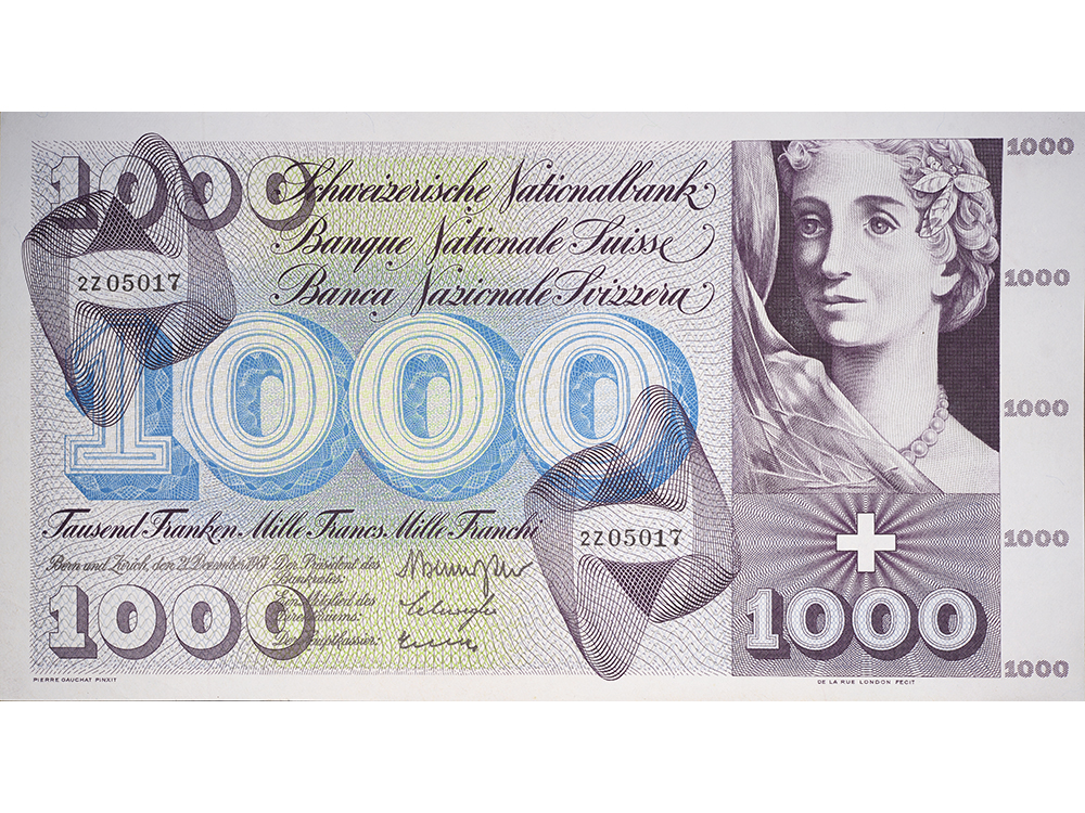 1000 Franken, 1961, Totentanz, ungebraucht, beinahe bankfrisch - 95%