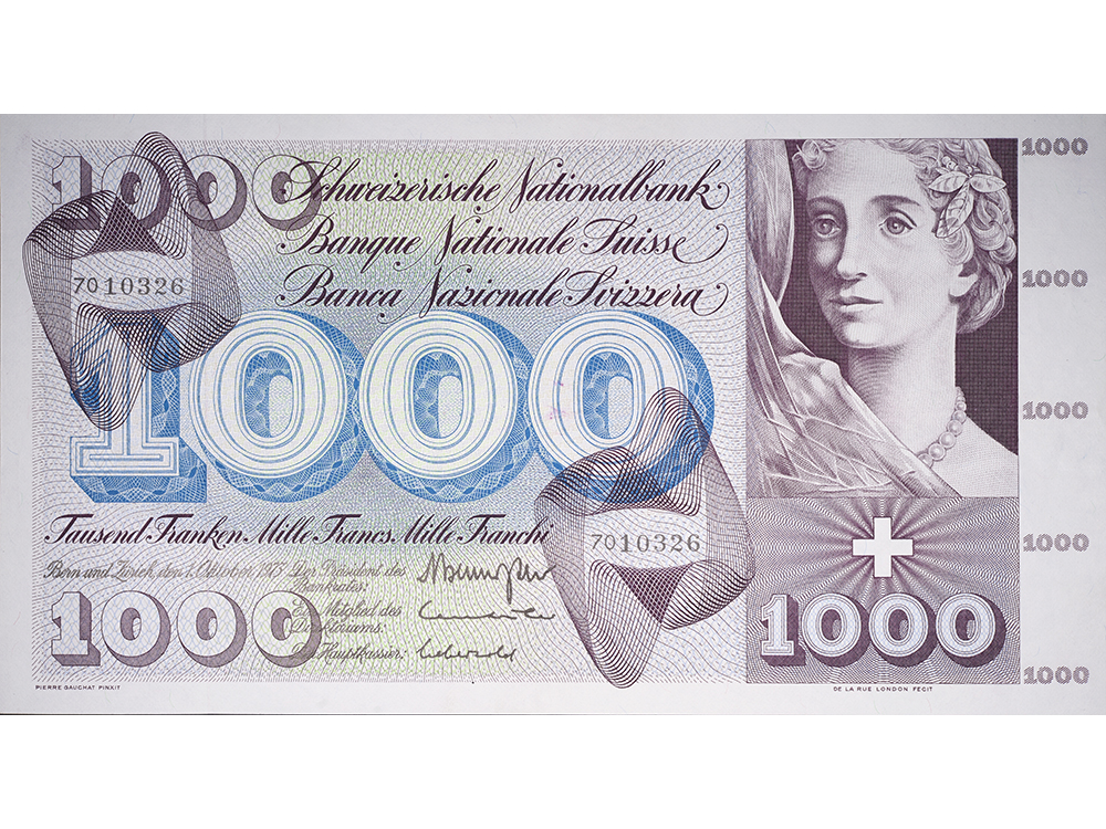 1000 Franken, 1973, Totentanz, ungebraucht, bankfrisch - 100%