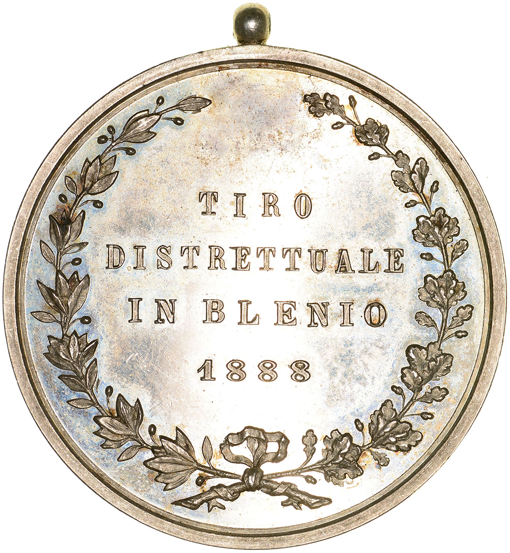 Ticino, Blenio,  Tiro distrettuale, 1888, unz, Silber